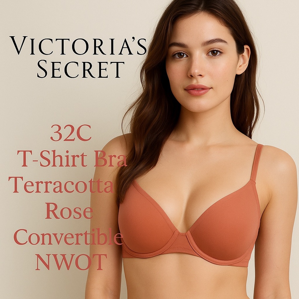 VICTORIA’S SECRET 32C T-Shirt Bra Terracotta Rose Convertible NWOT Seamless